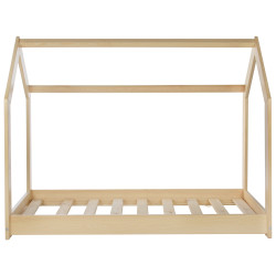 Lit maison 2 en 1 en bois naturel 160x80 cm Lit maison 2 en 1 en bois naturel 160x80 cm